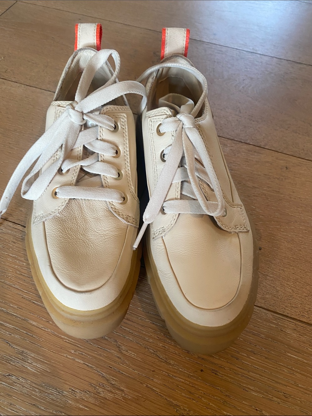 Sorel Chunky Cream Leather Lace-Up Sneakers